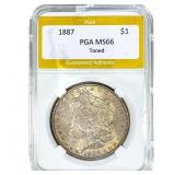 1887 Morgan Silver Dollar PGA MS66 Toned