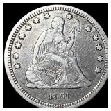 1861 Silver Seated Liberty Quarter ABOUT UNCIRCU