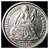 1876-CC Silver Seated Liberty Dime CLOSELY UNCIR