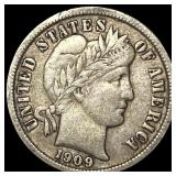 1909-D Silver Barber Dime LIGHTLY CIRCULATED