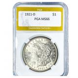 1921-D Morgan Silver Dollar PGA MS66
