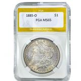 1885-O Morgan Silver Dollar PGA MS65