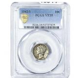 1942/1 Mercury Silver Dime PCGS VF35