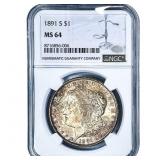 1891-S Morgan Silver Dollar NGC MS64