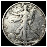 1918-S Silver Walking Liberty Half Dollar NEARLY