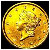 1853 Gold $1 Liberty Head Type 1 CLOSELY UNCIRCU