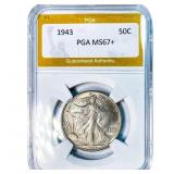 1943 Walking Liberty Half Dollar PGA MS67+