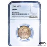 1946-S Washington Silver Quarter NGC MS66