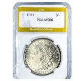1921 Morgan Silver Dollar PGA MS66