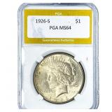 1926-S Silver Peace Dollar PGA MS64