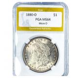 1880-O Morgan Silver Dollar PGA MS64 Micro O