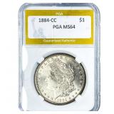 1884-CC Morgan Silver Dollar PGA MS64