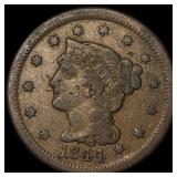 1844 Braided Hair Large Cent LIGHTLY  CIRCULATED