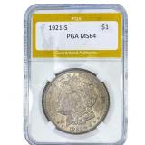 1921-S Morgan Silver Dollar PGA MS64