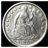 1857 Silver Seated Liberty Half Dime CLOSELY  UNC