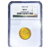 1902-S $5 Gold Half Eagle NGC MS61