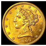 1886-S Liberty Head Gold $5 Half Eagle UNCIRCULA