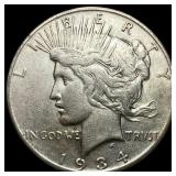 1934-S Peace Silver Dollar NEARLY UNCIRCULATED N