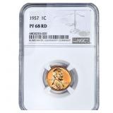 1957 Wheat Cent NGC PF68 RD