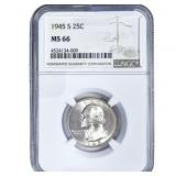 1945-S Washington Silver Quarter NGC MS66