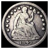 1849 Silver Seated Liberty Half Dime LIGHTLY CIR