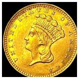 1862 Gold $1 Indian Princess Type 3 CLOSELY UNCI