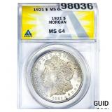 1921 Morgan Silver Dollar ANACS MS64