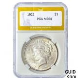 1922 Silver Peace Dollar PGA MS64