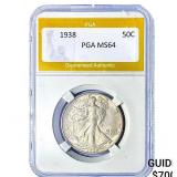 1938 Walking Liberty Half Dollar PGA MS64
