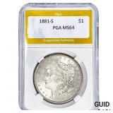 1881-S Morgan Silver Dollar PGA MS64