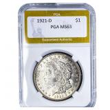 1921-D Morgan Silver Dollar PGA MS63