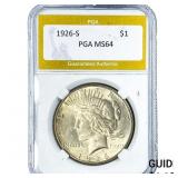 1926-S Silver Peace Dollar PGA MS64