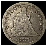 1877-CC Silver Seated Liberty Quarter LIGHTLY CI