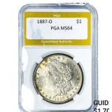 1887-O Morgan Silver Dollar PGA MS64