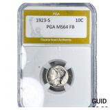 1923-S Mercury Silver Dime PGA MS64 FB