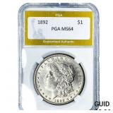 1892 Morgan Silver Dollar PGA MS64