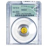 1874/3 Octagonal California Gold Half Dollar PCGS