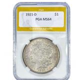 1921-D Morgan Silver Dollar PGA MS64