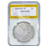 1878 REV 79 Morgan Silver Dollar PGA AU58