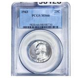 1943 Washington Silver Quarter PCGS MS66