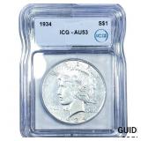 1934 Silver Peace Dollar ICG AU53