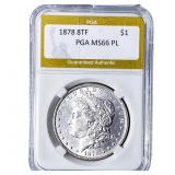 1878 8TF Morgan Silver Dollar PGA MS66 PL
