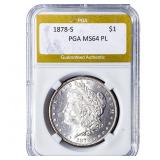 1878-S Morgan Silver Dollar PGA MS64 PL