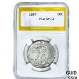 1937 Walking Liberty Half Dollar PGA MS64