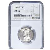 1945-S Washington Silver Quarter NGC MS66