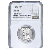 1964 Washington Silver Quarter NGC MS66