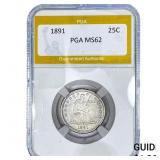 1891 Seated Liberty Quarter PGA MS62