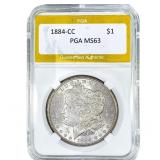 1884-CC Morgan Silver Dollar PGA MS63