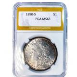 1890-S Morgan Silver Dollar PGA MS63