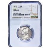 1945-S Washington Silver Quarter NGC MS66